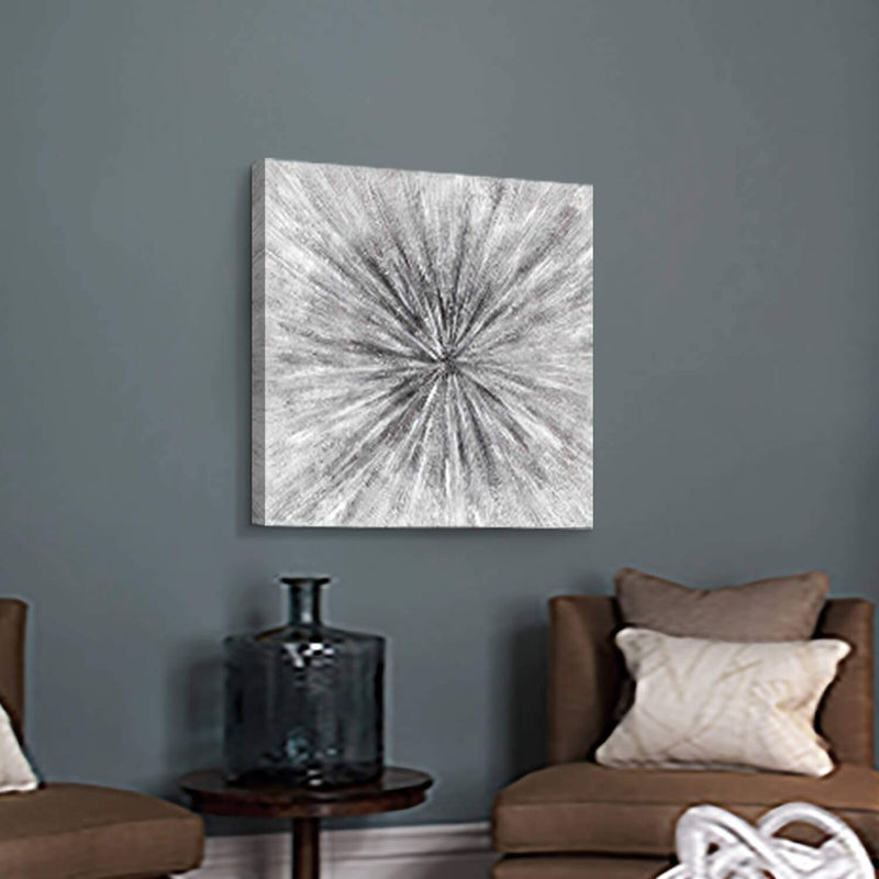 UTOP-art Abstract Painting Canvas Wall Art: Gray Artwork Hand Painted Picture for Office (24'' x 24'' x 1 Panel) - Image 5
